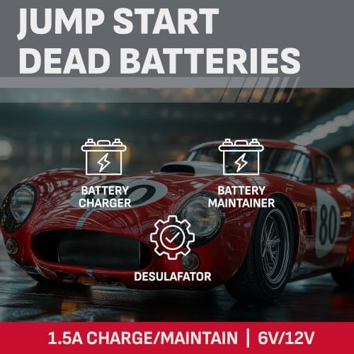 Schumacher Electric 1.5A Car Battery Charger & Maintainer, 6V/12V – SC1355