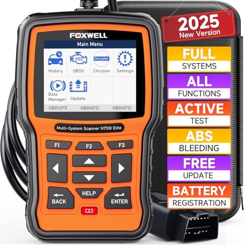 FOXWELL NT510 Elite fit for Chrysler Jeep Dodge Scan Tool, All System OBD2 Scanner Bidirectional Diagnostic Tool