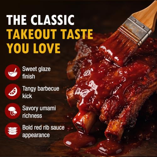 Ah-So Chinese-Style BBQ Sauce, Red Rib 15 oz Squeeze Bottle – Sweet & Tangy Spare Rib Marinade and Glaze for Pork, Chicken & Wings; Classic Takeout Flavor, Ready to Use.