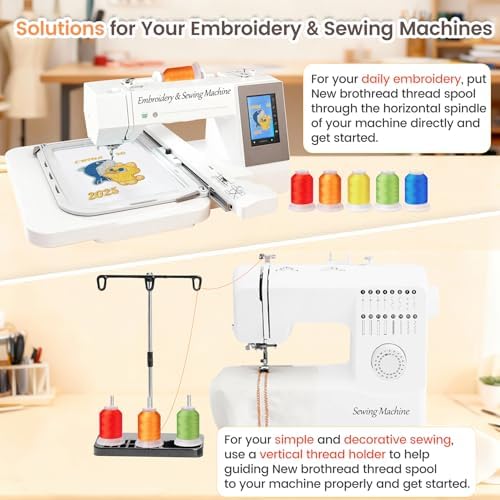 New brothread 40 Colors Polyester Embroidery Machine Thread Kit | Colors Compatible with Brother, 40WT, 500M/550Y spool