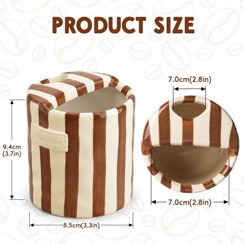10oz Ceramic Coffee Mug with Sip Hole, Striped Espresso Cups for Hot & Cold Drinks and Microwave & Dishwasher & Freezer Safe