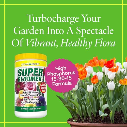 Grow More Super Bloomer 15-30-15 Fertilizer - 1.5lbs of Flower Fertilizer Bloom Booster - Flower Food for Flowers of All Types - Water-Soluble Bulb Food with Chelated Iron and Manganese