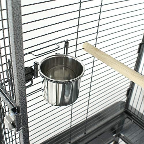 68 inch Iron Bird Cage, Play Top Parrot Cage with Rolling Stand for Parrot Cockatiels Parakeet Cage Macaw Finch Cockatoo Perch Pet House, Black
