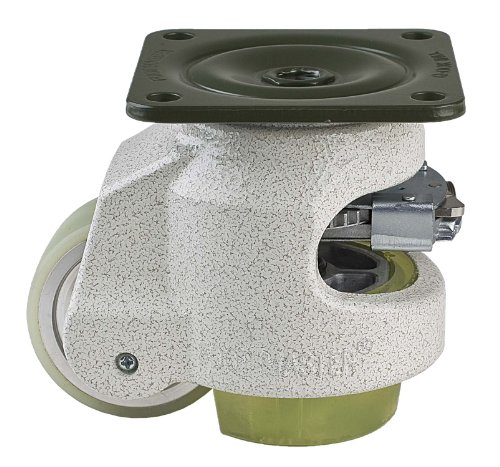FOOT MASTER GDR-80-F-HUP-CUR Leveling Caster, 63 mm Polyurethane Wheel, Iconic Ivory, Height Adjustable Ratchet, Plate Mounted Swivel Caster