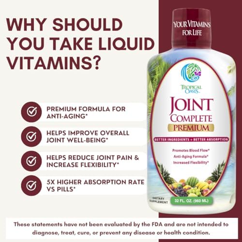 Joint Complete Premium Plus - Liquid Joint Supplement w/Glucosamine, Chondroitin, MSM Plus 800mg Turmeric – 98% Max Absorption – 32oz, 32 serv