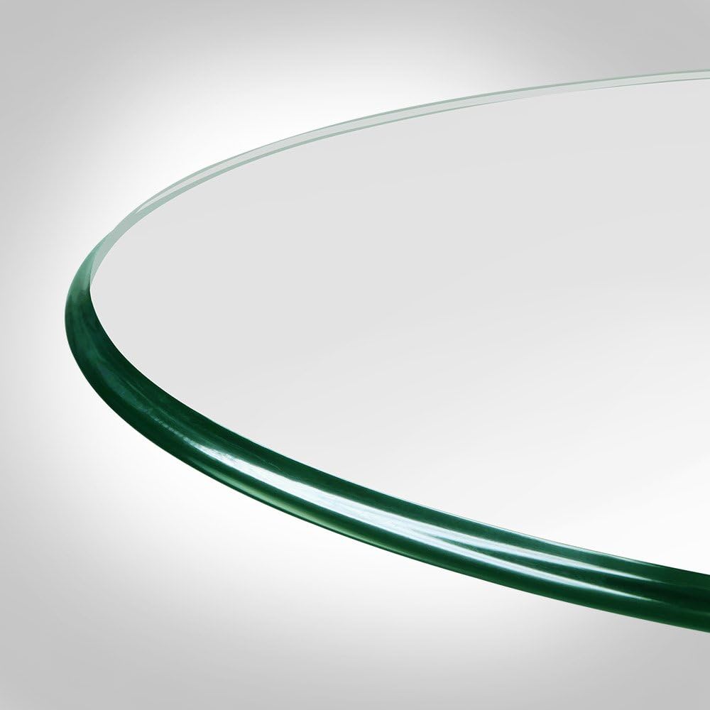 24 inch Round Glass Table Top - Tempered - 3/8" Thick Glass Surface, Safe Pencil Edge, Multipurpose for Dining Table, Patio, Coffee and End Table