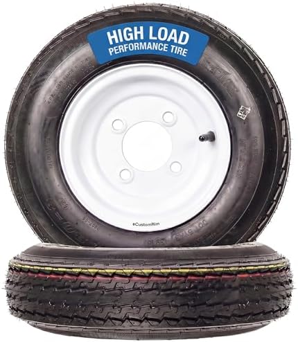 eCustomrim 2-Pack Trailer Tire Rim Assembly 4.80-8 480-8 LRC 4 Lug White | 4.80 X 8 8 Inch Load Range C 6 Ply Tire