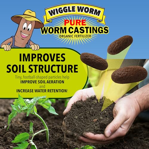 Wiggle Worm 100% Pure Organic Worm Casting Fertilizer, 15lb | Mineral-Dense Formula Improves Soil Fertility, Aeration & Healthy Root Growth for Houseplants & Vegetables