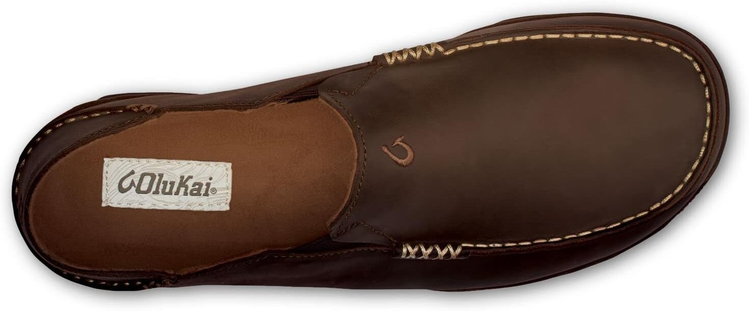 OluKai Moloa Men's Premium Leather Shoes, Easy Slip On & Off Design | Casual & Versatile Loafer, Drop-in Heel & Enhanced Traction