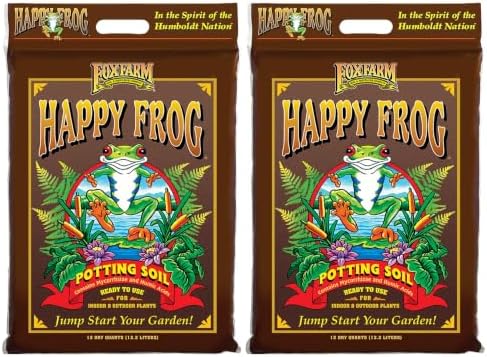 FoxFarm Happy Frog Potting Soil - Ready-to-Use Amended Container Blend with Soil Microbes, Earthworm Castings, Bat Guano, and Aged Forest Products for Indoor & Outdoor Plants - 12 Quart (4)