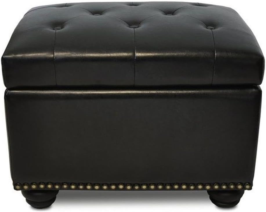 Convenience Concepts Designs4Comfort 5th Avenue Storage Ottoman 24" - Contemporary Foot Stool and Seat with Hinged Lid for Living Room, Dining Room, Office, Den, Espresso Faux Leather