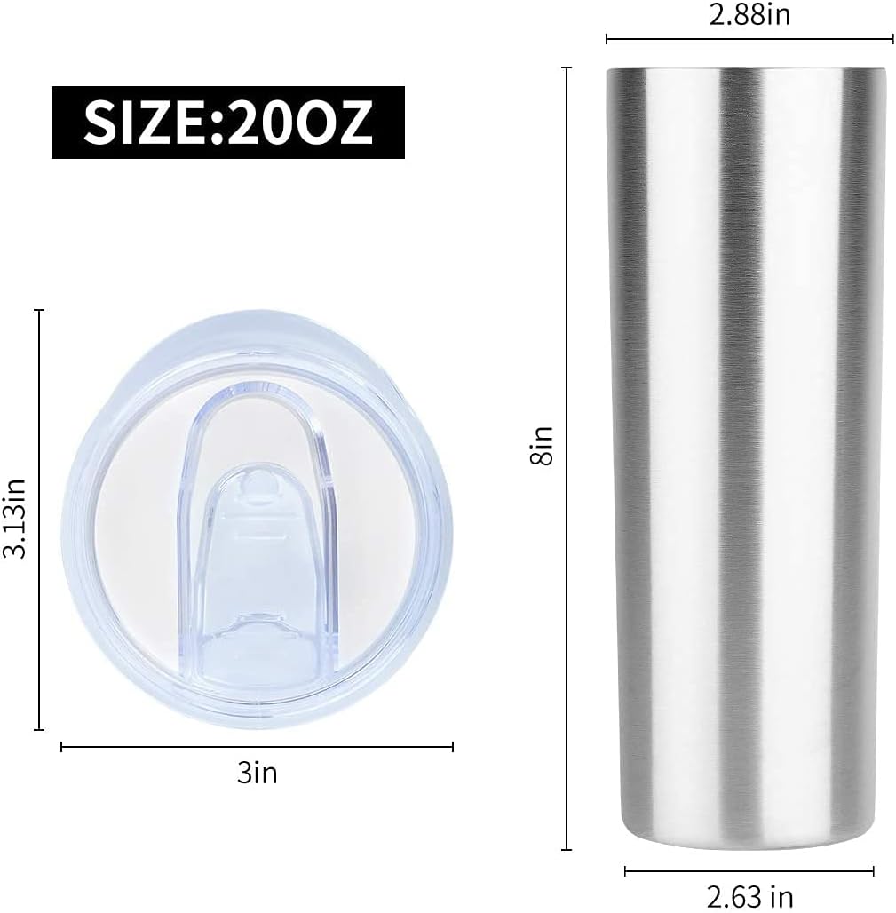 HASLE OUTFITTERS 20 oz Skinny Tumblers Bulk Set, Stainless Steel Insulated Slim Tumblers with Lids, Reusable Double Wall Travel Coffee Mugs