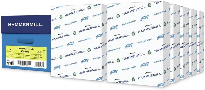 Hammermill Colored Paper, 20 lb Blue Printer Paper, 8.5 x 11 - Made in the USA, Pastel Paper, 103309R - 1 Ream (500 Sheets)