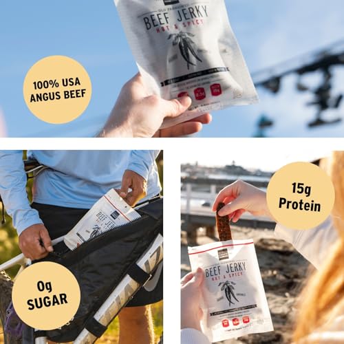 People's Choice Beef Jerky - Sugar Free, 15g Protein - Hot & Spicy 16 oz | Zero Carb, Dry Style Strips, Whole Muscle Cuts, Gluten Free, Soy Free