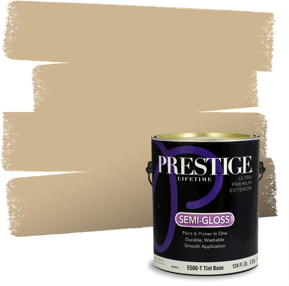 PRESTIGE Paints Exterior Paint and Primer In One, 1-Gallon, Satin, Comparable Match of Sherwin Williams* Relaxed Khaki*