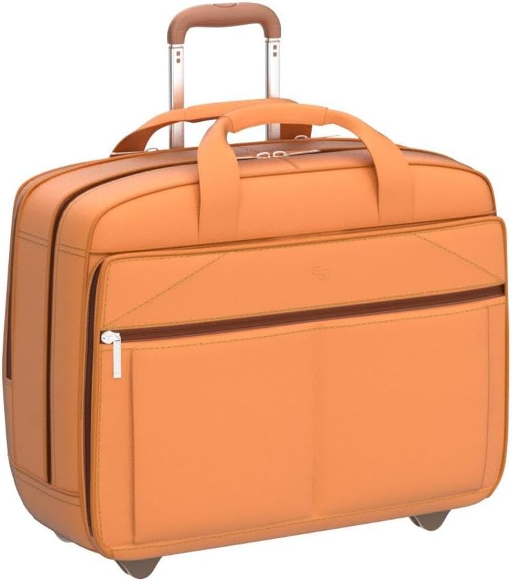 Solo New York Leather Rolling Case with Wheels - Roller Laptop Bag, Wheeled Briefcase for Women & Men, Carry On Size for Travel