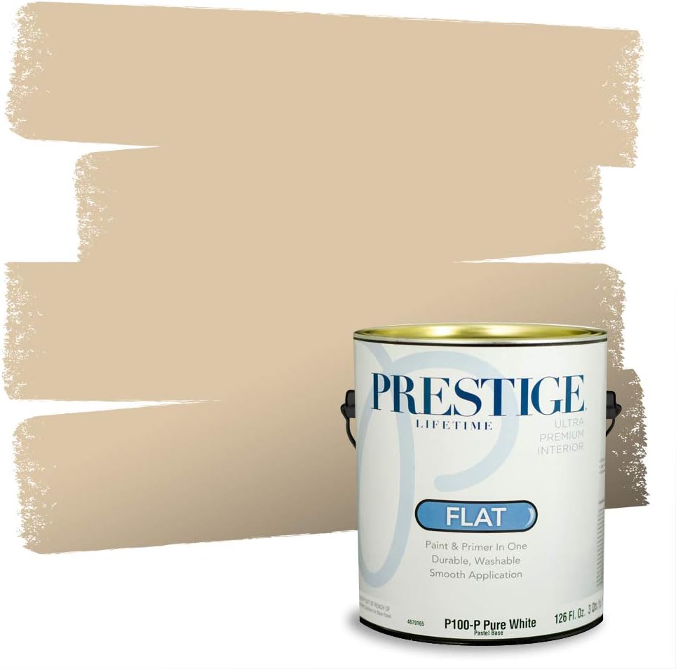 PRESTIGE Paints Exterior Paint and Primer In One, 1-Gallon, Satin, Comparable Match of Sherwin Williams* Relaxed Khaki*