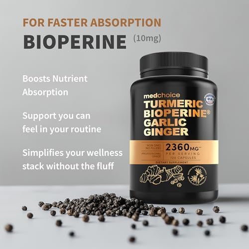 MEDCHOICE 4-in-1 Turmeric Joint Support with Garlic & BioPerine, 120ct