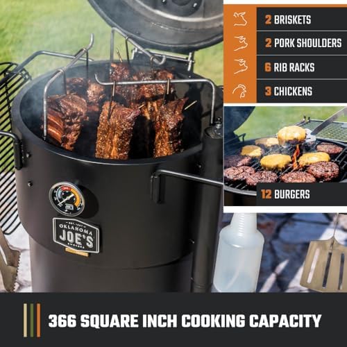 Oklahoma Joe's Bronco Pro 21.5 in. Heavy Duty Charcoal Drum Smoker and Grill with 366 sq. in. Cooking Area in Black