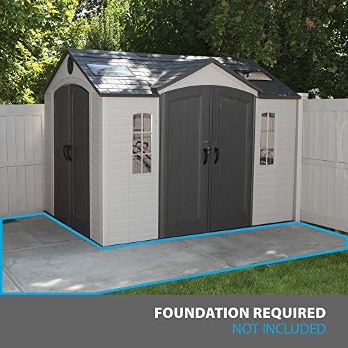 Lifetime 60005 Outdoor Storage Shed with Windows, Skylights and Shelving, 10 x 8 Feet