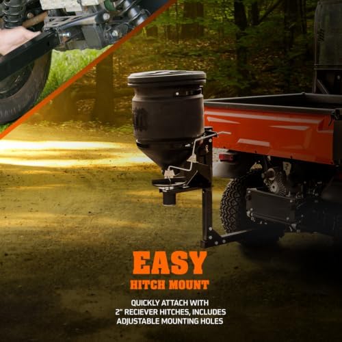 Buyers Products UTVS16 UTV/ ATV Broadcast Spreader, 150 lb Capacity, Receiver Hitch Mount, for Salt, Grass, Seed, Fertilizer & Feed