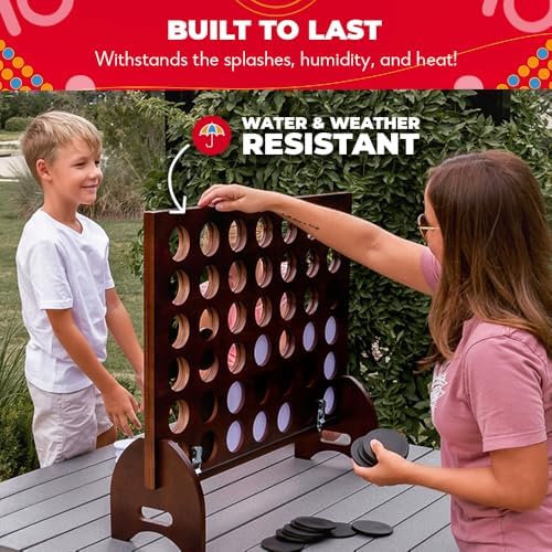 Swooc - Giant Four in a Row (All Weather) with Carrying Case & 60% Quieter Design - Giant Game Outdoor for Adults and Family - 4 in a Row Life Size