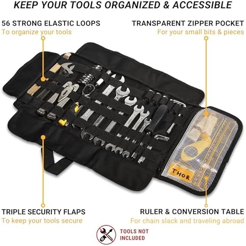 ODINSBERG Motorcycle Tool Roll Bag Tools NOT Included - Small Tool Bag Wrench Roll Up Tool Bag Organizer Pouch Wrap Motorcycle Tool Kit Box For