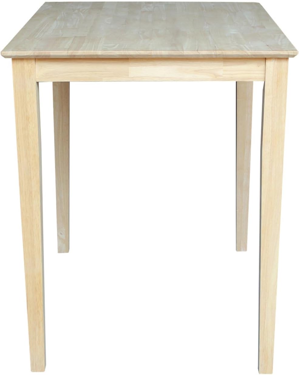 International Concepts Table Top Solid with Wood Bar Height Shaker Legs, 30 by 48-Inch, Unfinished