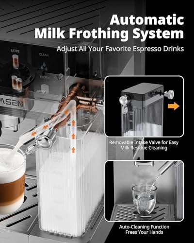 AIRMSEN 20 Bar Espresso Machine with Automatic Milk Frother, Cappuccino & Latte Coffee Maker with Quick Brew Dual Boiler (1350W + 1000W)