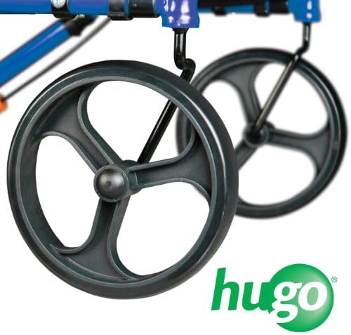 Hugo Mobility Sidekick Foldable Rollator Walker with Seat, Blueberry | Foldable Rollator with Padded Seat Offers Stable