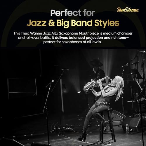 Theo Wanne ESSENTIALS Jazz Alto Saxophone Mouthpiece with Medium Chamber, Roll-Over Baffle & Balanced Tone for Smooth Jazz, Classic & Big Band - Exceptional Clarity Sax Mouthpiece - Size 7 (0.081")