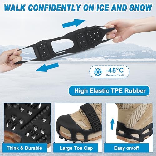 Ice Snow Traction Cleats for Shoes and Boots Non-Slip Crampon Snow Cleats for Winter Walking on Snow and Ice Boots Cleats for Men Women Walking