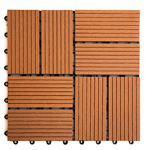 IncStores Helios Interlocking Patio Deck Tiles | All Weather | Waterproof Outdoor Flooring for Patio, Balcony Flooring, Garden and Poolside | 12"x12" | 11 Gray 6 Slate Tiles