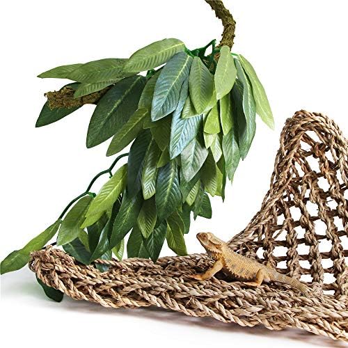 SLSON Reptile Plants Hanging Silk Terrarium Plant with Suction Cup for Bearded Dragons, Lizards, Geckos