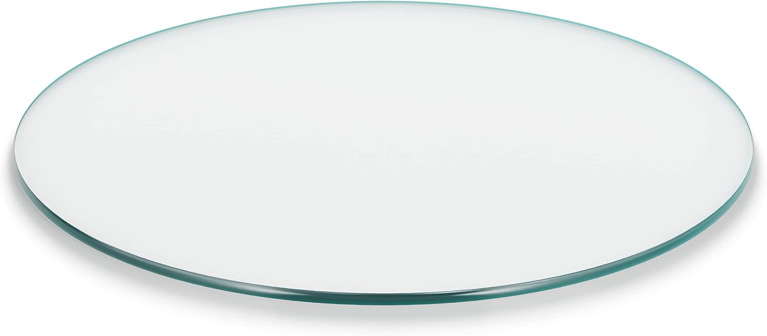 The Better Bevel 12 inch Round Glass Table Top - Clear Tempered Glass Surface Protector - Safe Pencil Polished Edge - Coffee, Dining and End Table