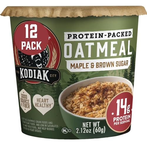Kodiak Cakes Instant Protein Maple & Brown Sugar Oatmeal in a Cup, 2.12oz (Pack of 12)