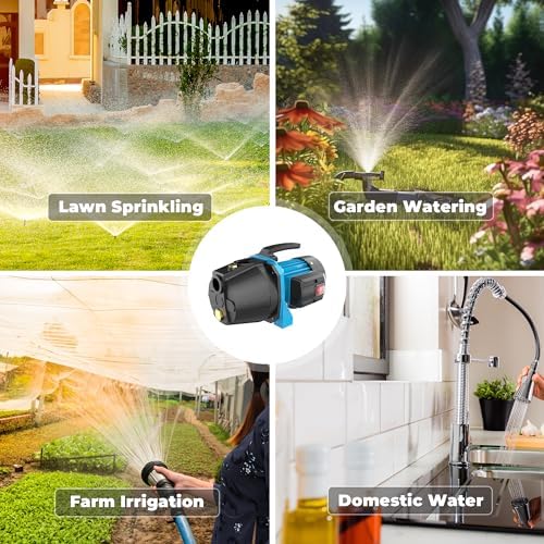 1.1HP Shallow Well Pump, Garden, Water Transfer, Home Lawn Draining Irrigation Pump, Pressure Booster, Sprinkler, Jet