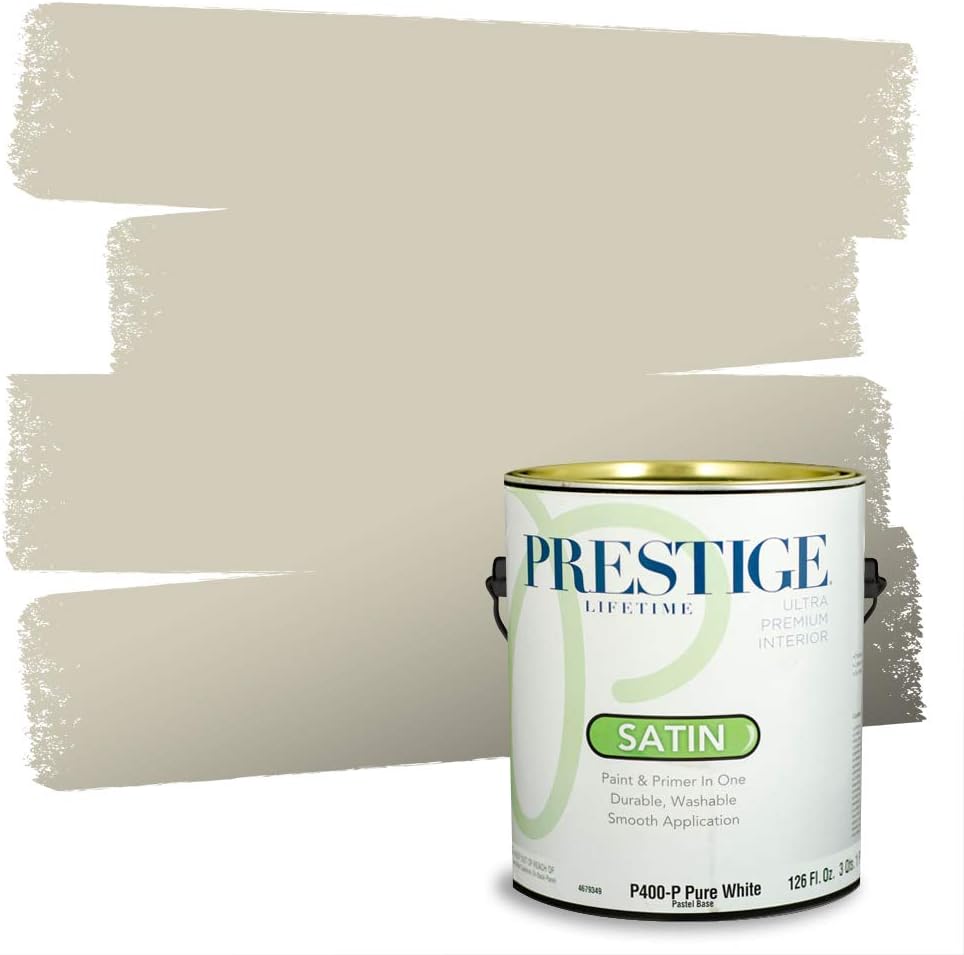 PRESTIGE Paints Exterior Paint and Primer In One, 1-Gallon, Satin, Comparable Match of Sherwin Williams* Ripe Olive*