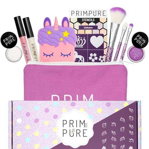 Prim and Pure Mineral Gift Set with Unicorn Mirror| Perfect for Play Dates & Birthday Parties | Kids Eyeshadow Makeup – Mineral | Organic &