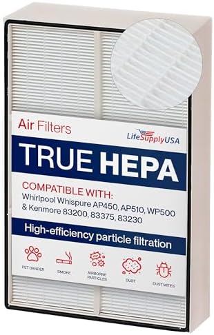 1183054K HEPA Filter Replacement Compatible with Whirlpool Whispure AP450, AP510, WP500 & Kenmore 83200, 83375, 83230 Air Purifiers by LifeSupplyUSA