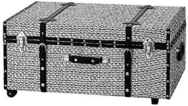 DormCo Texture® Brand Trunk - White Threaded Black 29"L x 20"W x 14"H