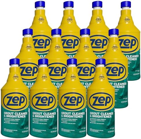 Zep Grout Cleaner and Brightener - 32 Ounce (1 Bottle) - ZU104632 - Deep Cleaning Formula Removes Old Stains From Grout