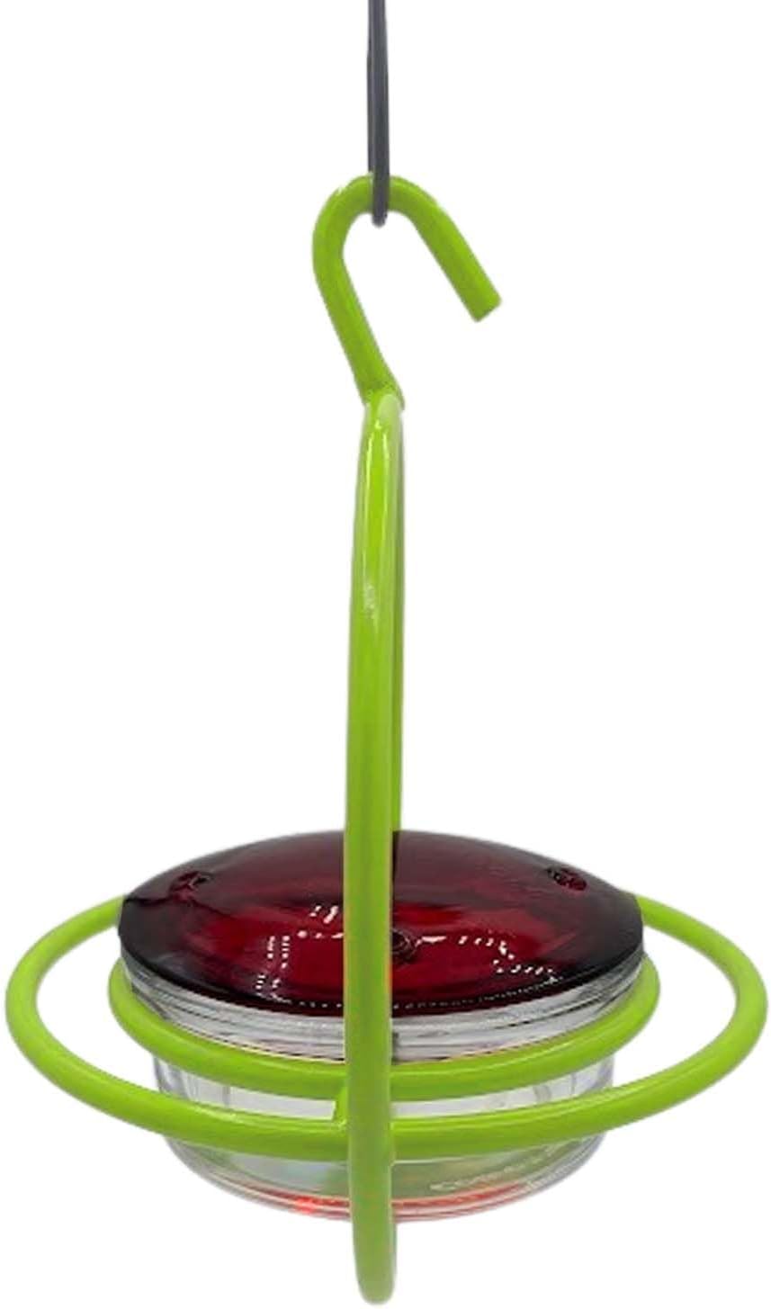 Hummingbird Feeder for Outdoors Hanging, 3.4 OZ Hummingbird Feeders, Glass Bowl with 4 Feeding Ports, Leak Proof Lid & Circular Perch, Bird Feeder (1, Red)