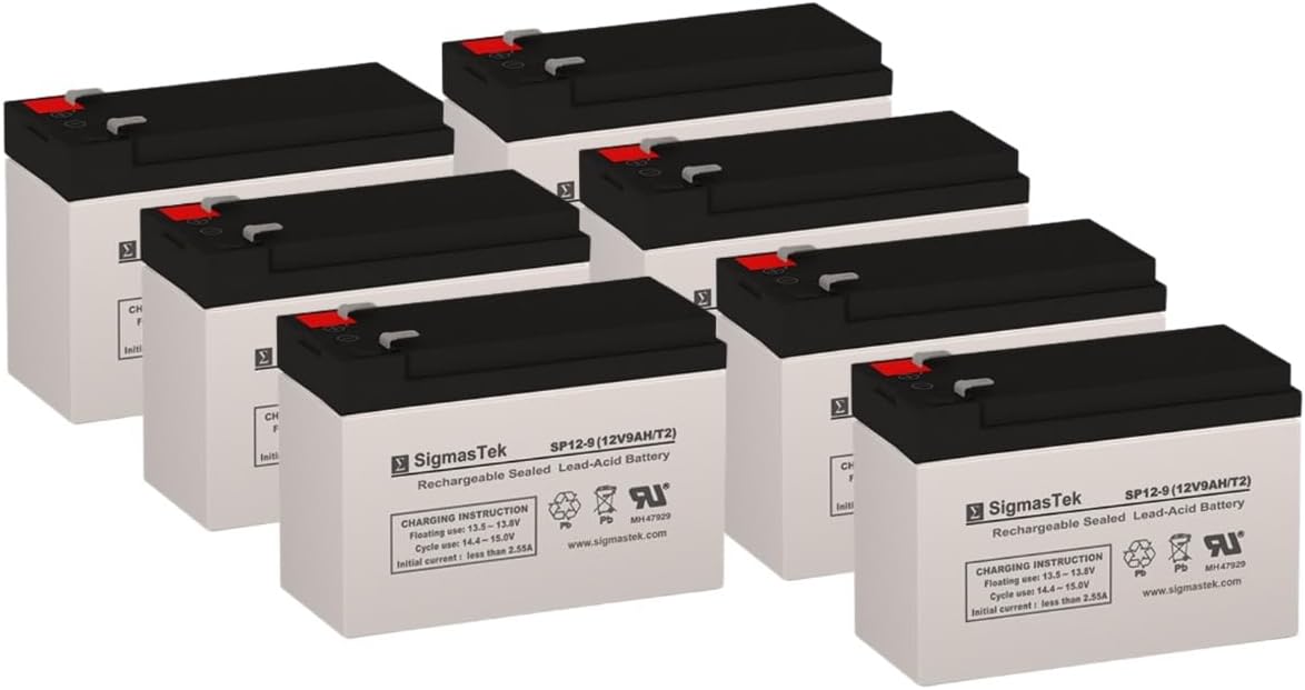 SigmasTek SP12-9 - 12V 9AH F2 SLA Battery - Replaces: Universal Power UB1290 (40748), UB1280HR (D5785), B&B Battery BP8-12, HR9-12, Vision CP1290, Yuasa NP9-12