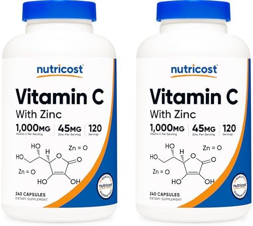 Nutricost Vitamin C with Zinc Capsules, 120 Servings, Gluten Free, GMO-Free