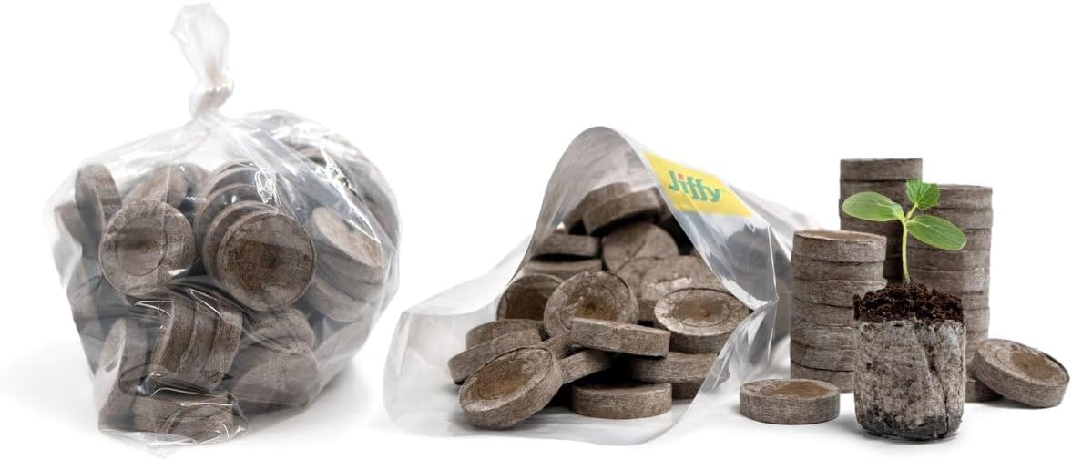 100 Count- Jiffy 36 MM Peat Soil Pellets Seeds Starting Plugs: Indoor Seed Starter- Start Planting Indoors for Transplanting to Garden or Planter Pot | Starter- Start Planting Indoors for Transplanting to Garden or Planter Pot
