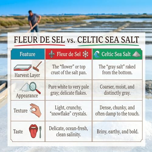 Straight from France Genuinely French Fleur De Sel Flaky Sea Salt | Finishing salt rich in minerals & electrolytes, flaky sea salt for baking and seasoning dishes, hand harvested, 1.5oz jar