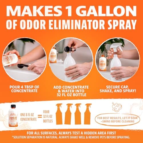 Angry Orange Pet Odor Eliminator 8 oz. bottle- Industrial Strength Pet Odor Remover - Makes (4) 32oz. Bottles - 1 Gallon - Neutralizes and Sanitizes Tough Pet Odors Fast