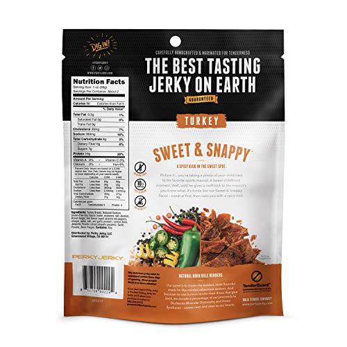Perky Jerky Original Turkey Jerky, Low Sodium - 10g Protein per Serving - Low Fat - 100% U.S. Sourced - Tender Texture and Bold Flavor, 2.2 Ounce (Pack of 12)