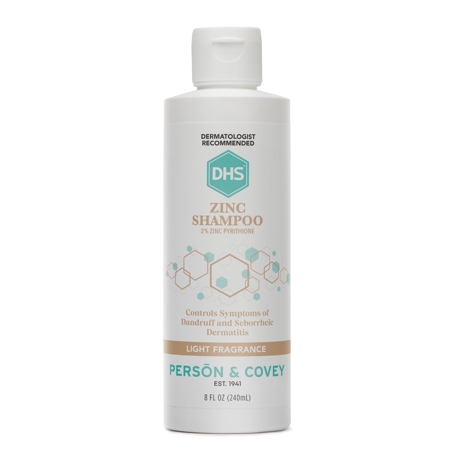 DHS Zinc Shampoo – Dandruff Shampoo – for Flaky and Dry Scalp with 2% Zinc Pyrithione, 8 oz